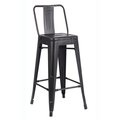 Ac Pacific AC Pacific ACBS02-30-SMB 30 in. Costal Metal Barstool with Bucket Back - Distressed Black; Set of 2 ACBS02-30-SMB